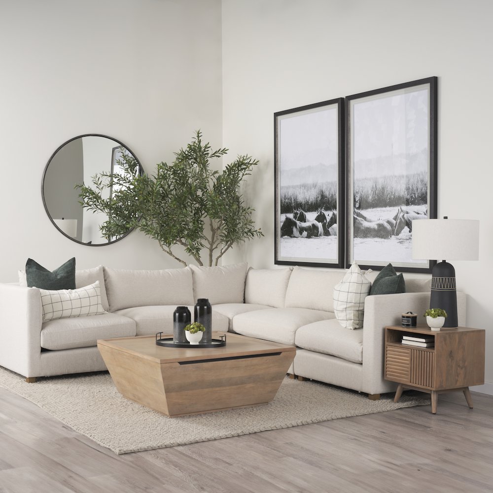 41.0L X 41.0W X 16.0H Brown Wood Angular Coffee Table