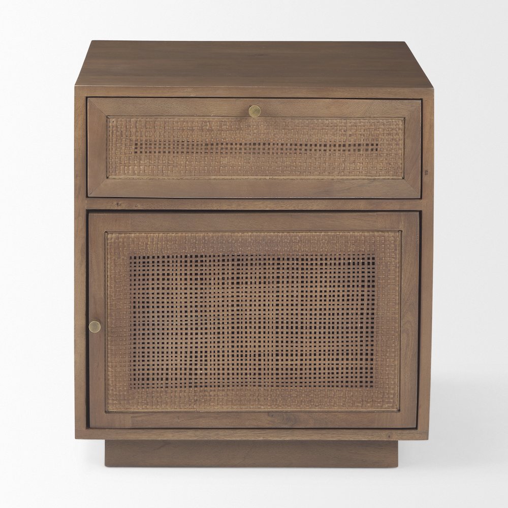 Grier Medium Brown Wood Cane Accent Table