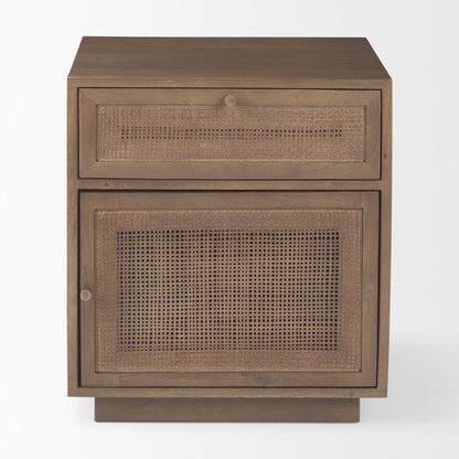 Grier Medium Brown Wood Cane Accent Table