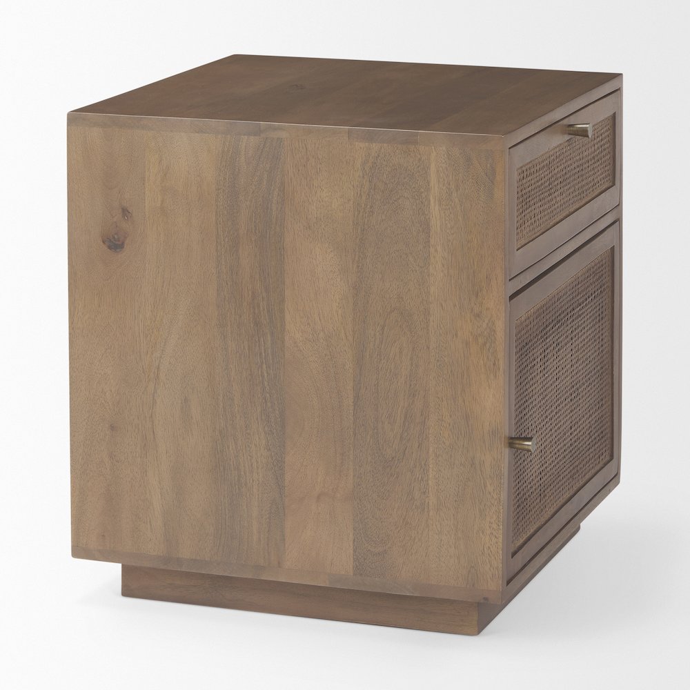 Grier Medium Brown Wood Cane Accent Table