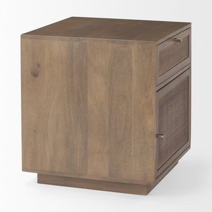 Grier Medium Brown Wood Cane Accent Table