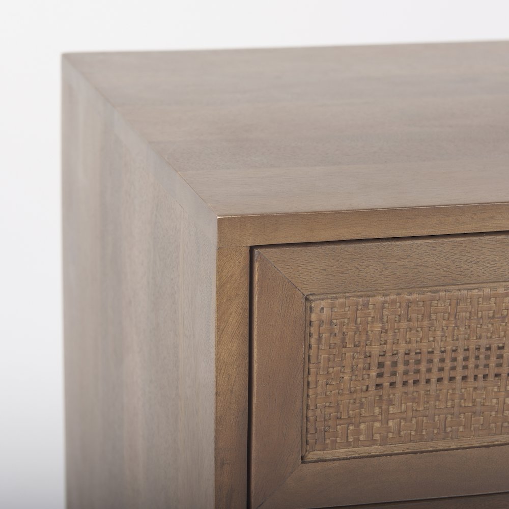 Grier Medium Brown Wood Cane Accent Table