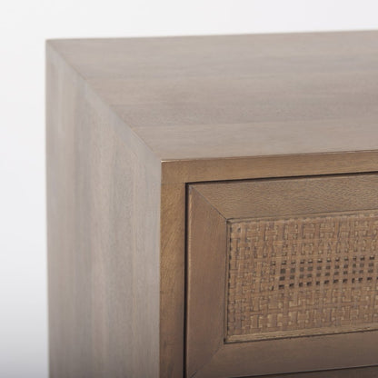 Grier Medium Brown Wood Cane Accent Table