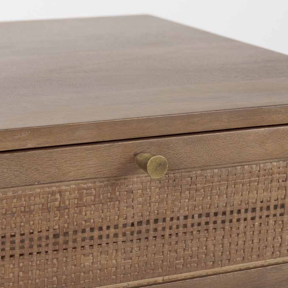 Grier Medium Brown Wood Cane Accent Table