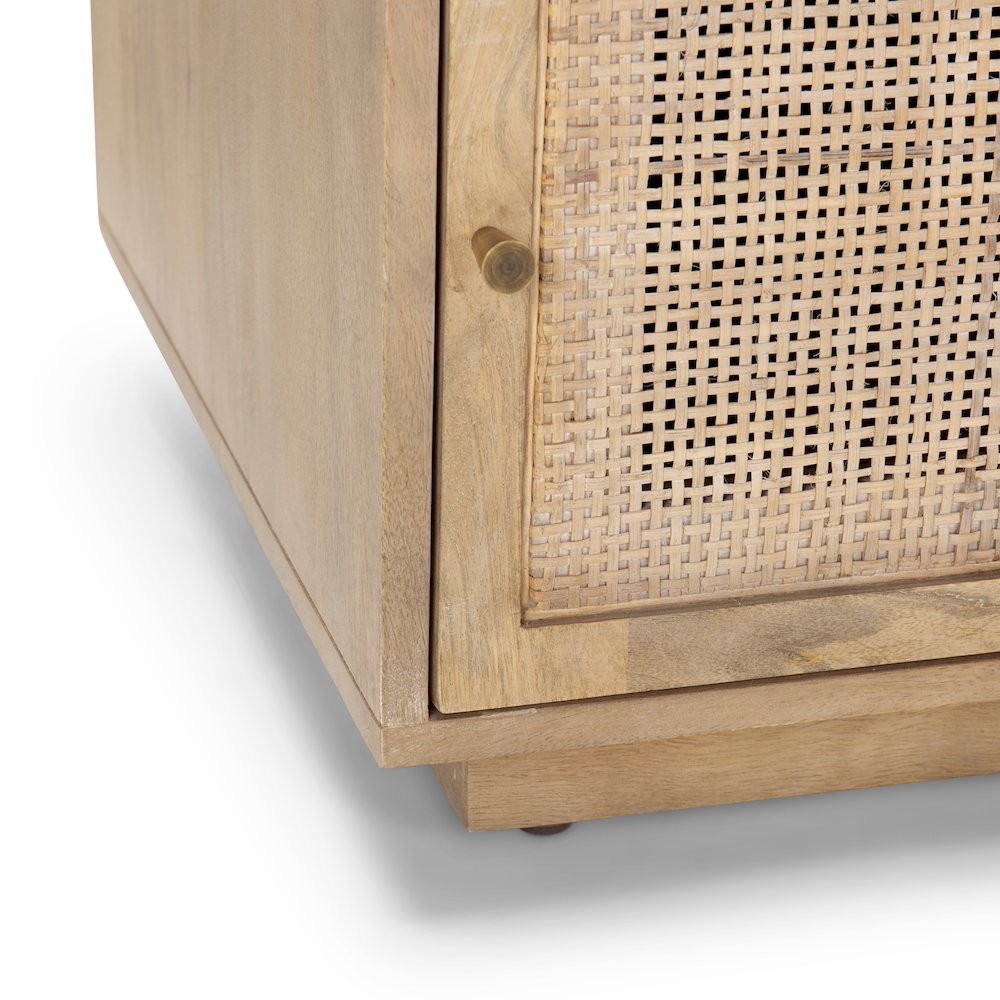 Grier Light Brown Wood Cane Accent Table