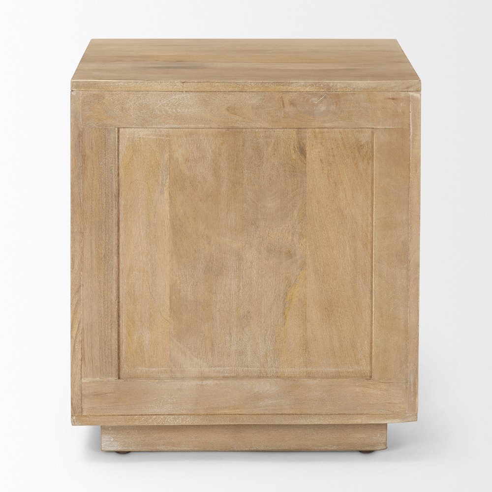 Grier Light Brown Wood Cane Accent Table