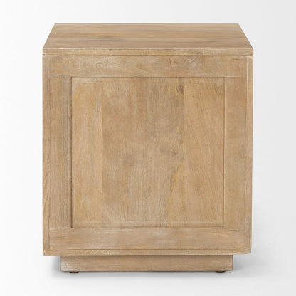 Grier Light Brown Wood Cane Accent Table