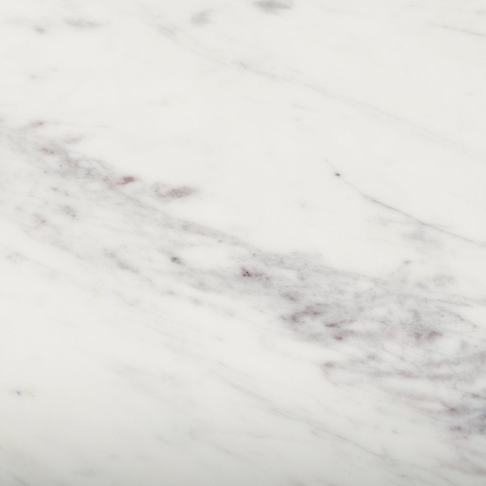 Amika White Marble Top Black Metal Base Kitchen Island