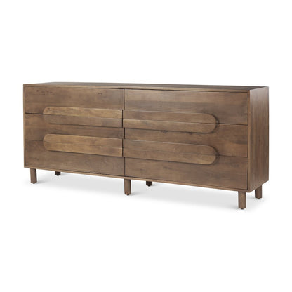 Astrid 71L x 17W x 30.3H Medium Brown Solid Wood 6 Drawer Sideboard