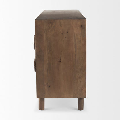 Astrid 71L x 17W x 30.3H Medium Brown Solid Wood 6 Drawer Sideboard
