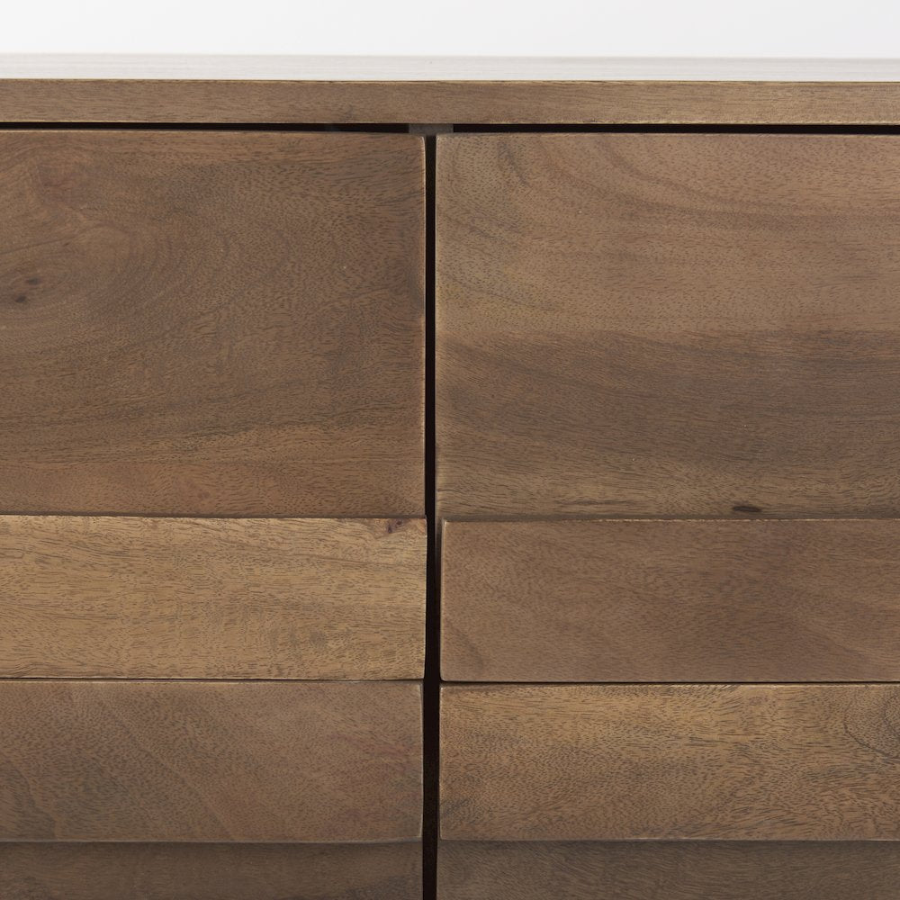 Astrid 71L x 17W x 30.3H Medium Brown Solid Wood 6 Drawer Sideboard