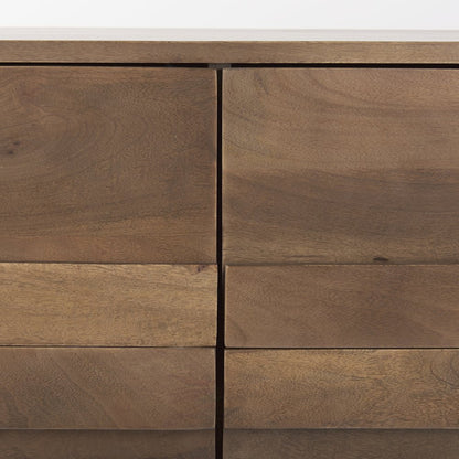 Astrid 71L x 17W x 30.3H Medium Brown Solid Wood 6 Drawer Sideboard