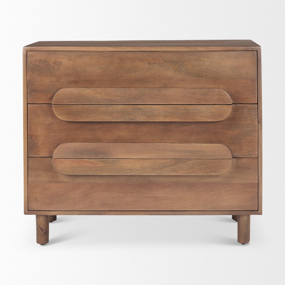 Medium Brown Solid Wood 3 Drawer Cabinet