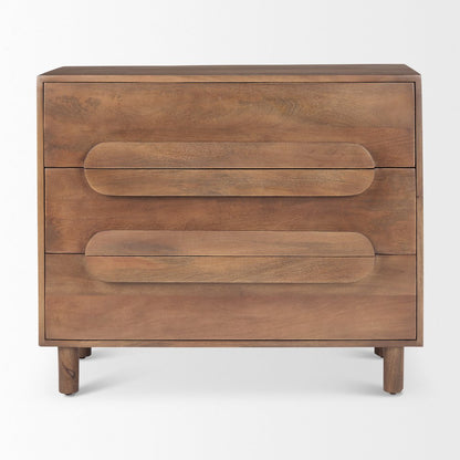 Medium Brown Solid Wood 3 Drawer Cabinet