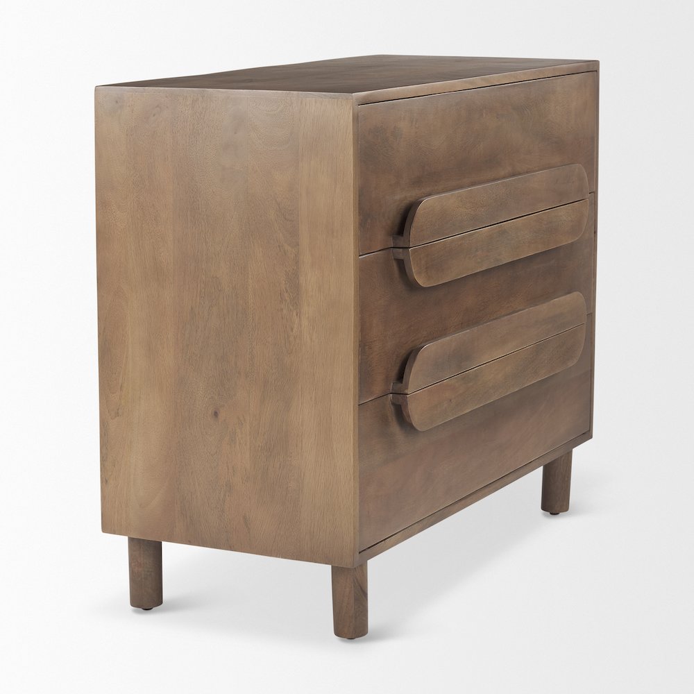 Medium Brown Solid Wood 3 Drawer Cabinet