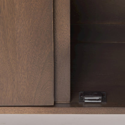 Lillie Medium Brown Wood 4 Door Tray Top Sideboard