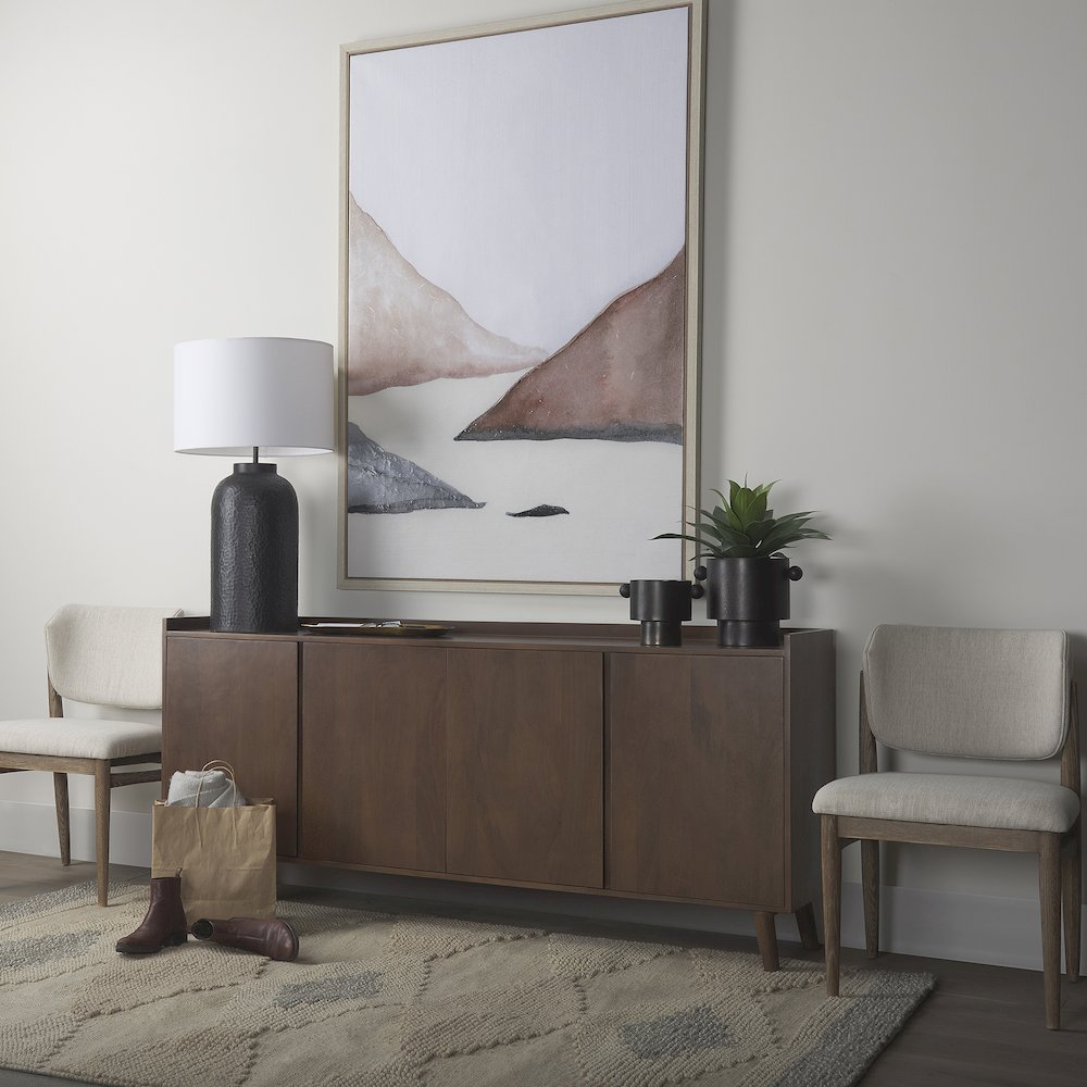 Lillie Medium Brown Wood 4 Door Tray Top Sideboard