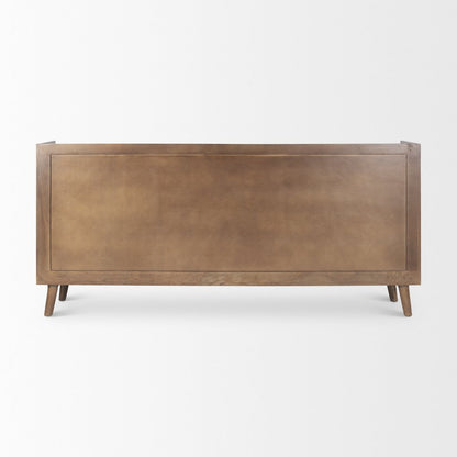 Lillie Medium Brown Wood 4 Door Tray Top Sideboard