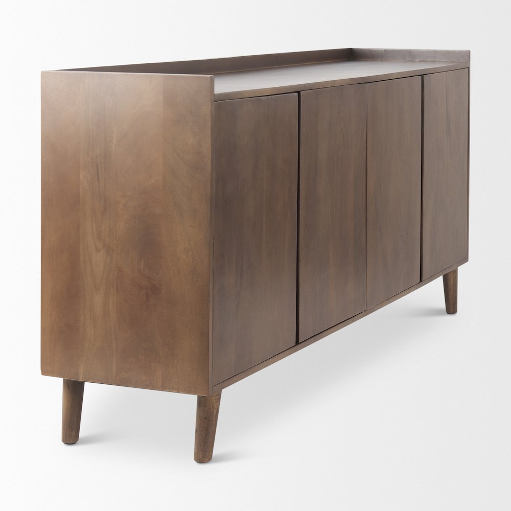Lillie Medium Brown Wood 4 Door Tray Top Sideboard