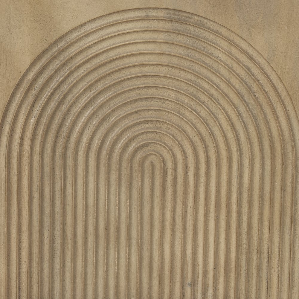 Light Brown Wood Carved Arch Pattern 2 Door Accent Cabinet