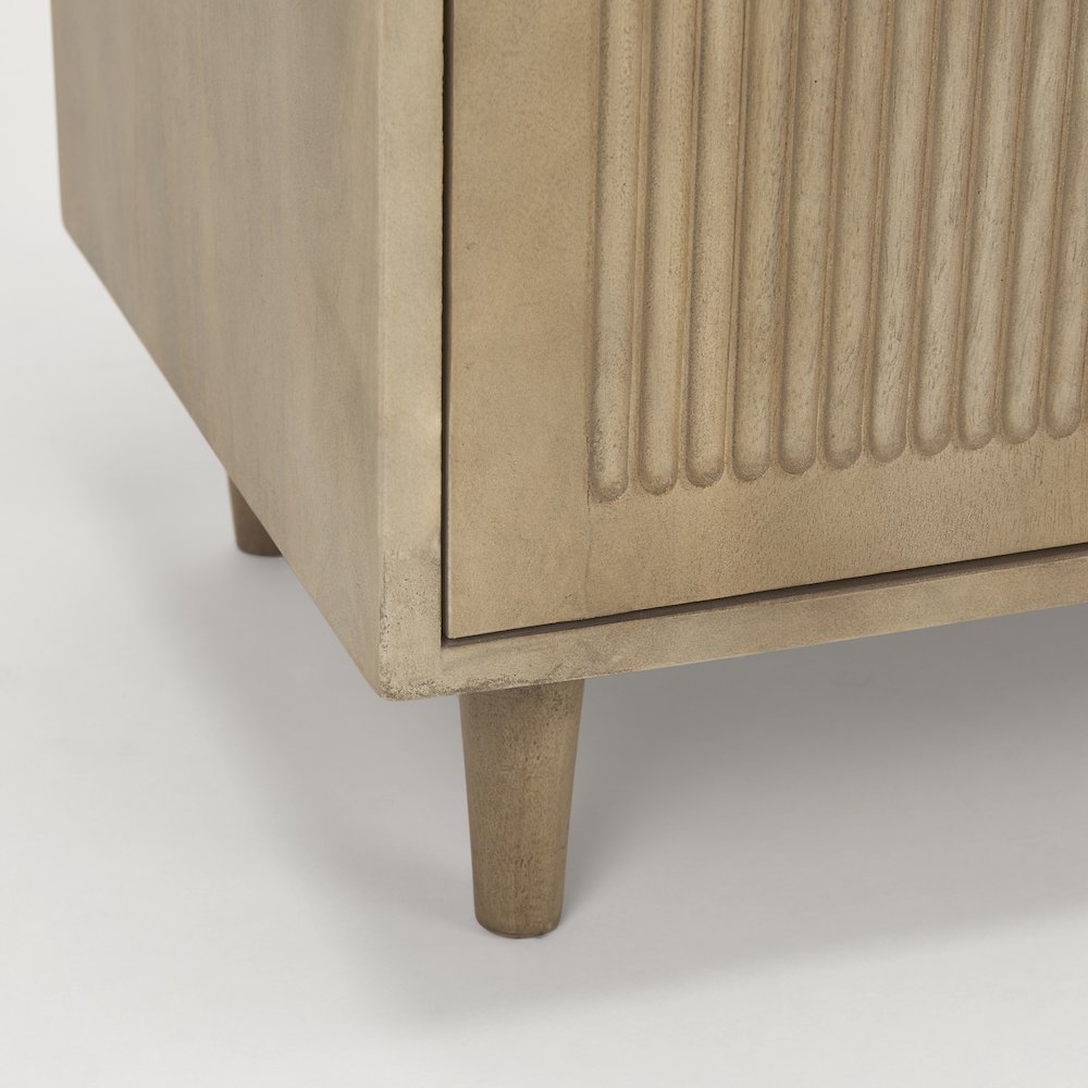 Light Brown Wood Carved Arch Pattern 2 Door Accent Cabinet
