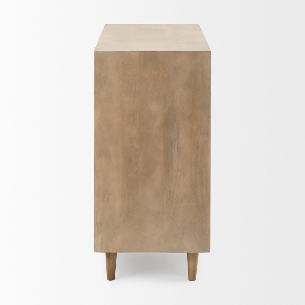 Light Brown Wood Carved Arch Pattern 2 Door Accent Cabinet
