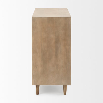 Light Brown Wood Carved Arch Pattern 2 Door Accent Cabinet
