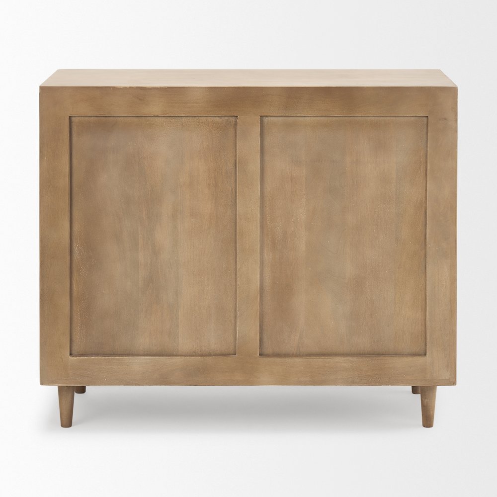 Light Brown Wood Carved Arch Pattern 2 Door Accent Cabinet