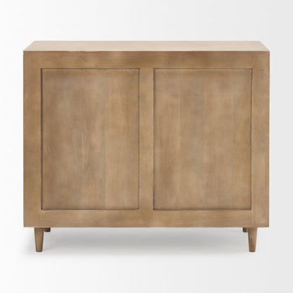 Light Brown Wood Carved Arch Pattern 2 Door Accent Cabinet