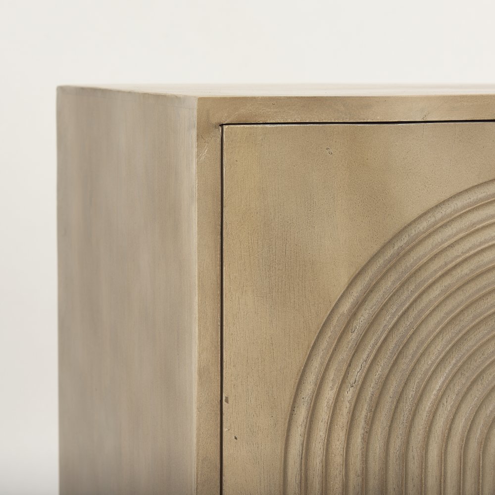 Light Brown Wood Carved Arch Pattern 2 Door Accent Cabinet
