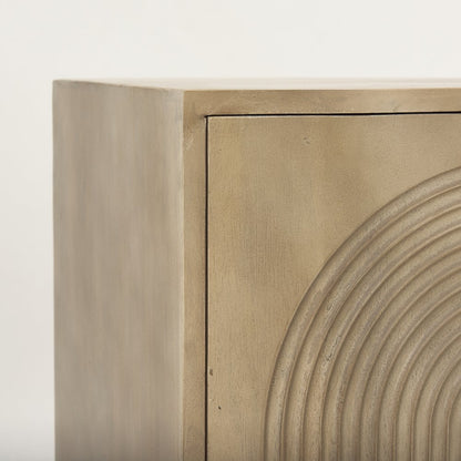 Light Brown Wood Carved Arch Pattern 2 Door Accent Cabinet