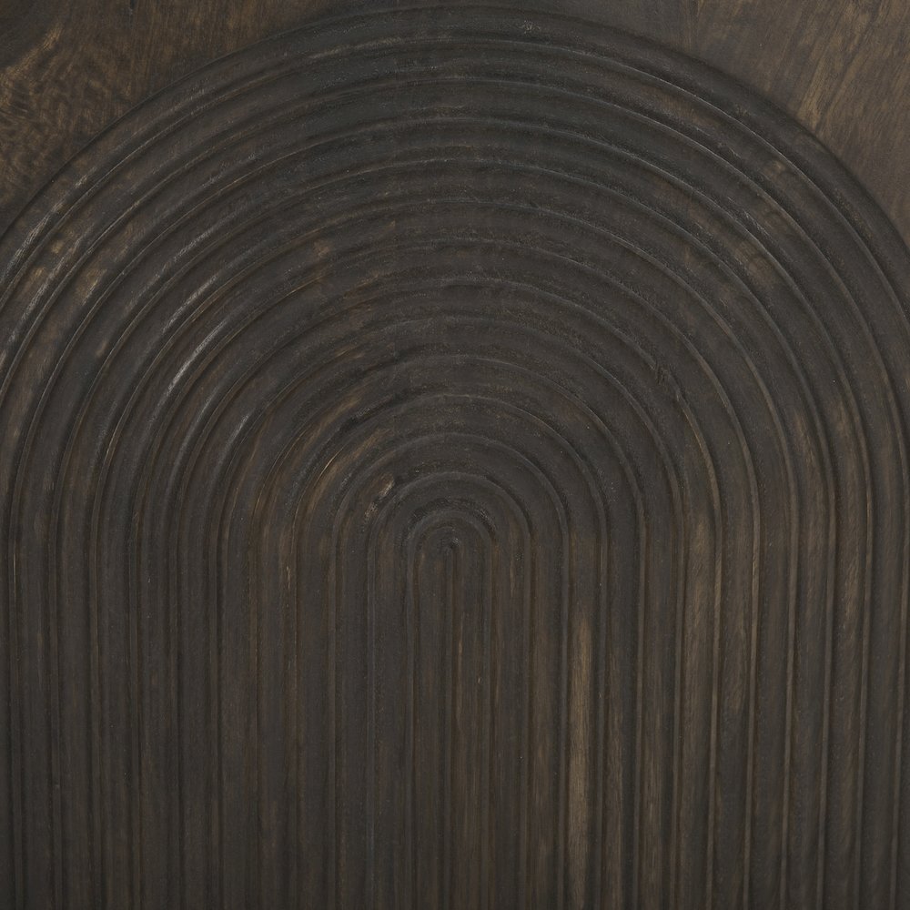 Dark Brown Wood Carved Arch Pattern 2 Door Cabinet
