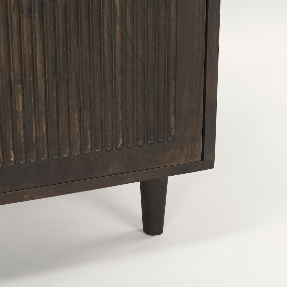 Dark Brown Wood Carved Arch Pattern 2 Door Cabinet