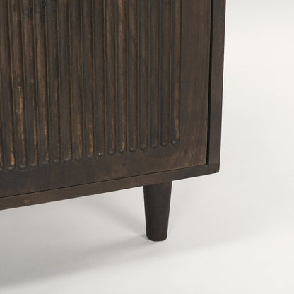 Dark Brown Wood Carved Arch Pattern 2 Door Cabinet