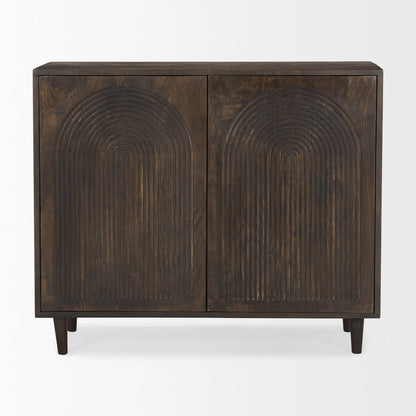 Dark Brown Wood Carved Arch Pattern 2 Door Cabinet