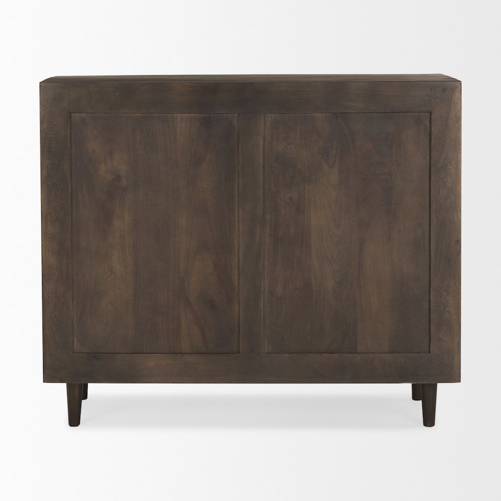 Dark Brown Wood Carved Arch Pattern 2 Door Cabinet