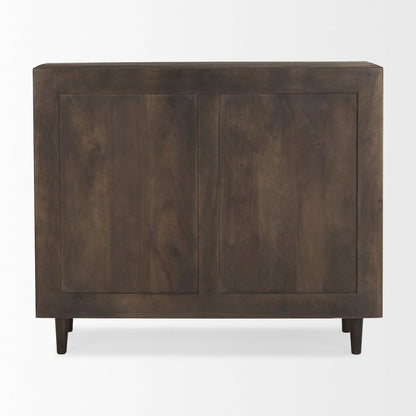 Dark Brown Wood Carved Arch Pattern 2 Door Cabinet