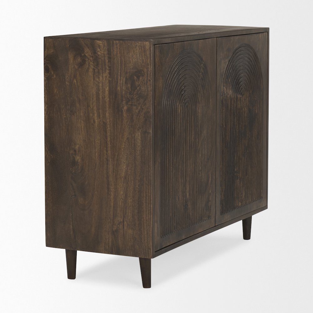 Dark Brown Wood Carved Arch Pattern 2 Door Cabinet