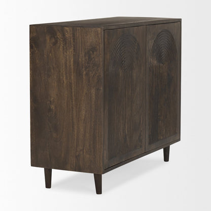 Dark Brown Wood Carved Arch Pattern 2 Door Cabinet