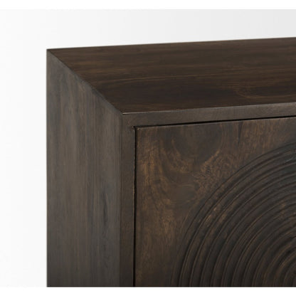 Dark Brown Wood Carved Arch Pattern 2 Door Cabinet