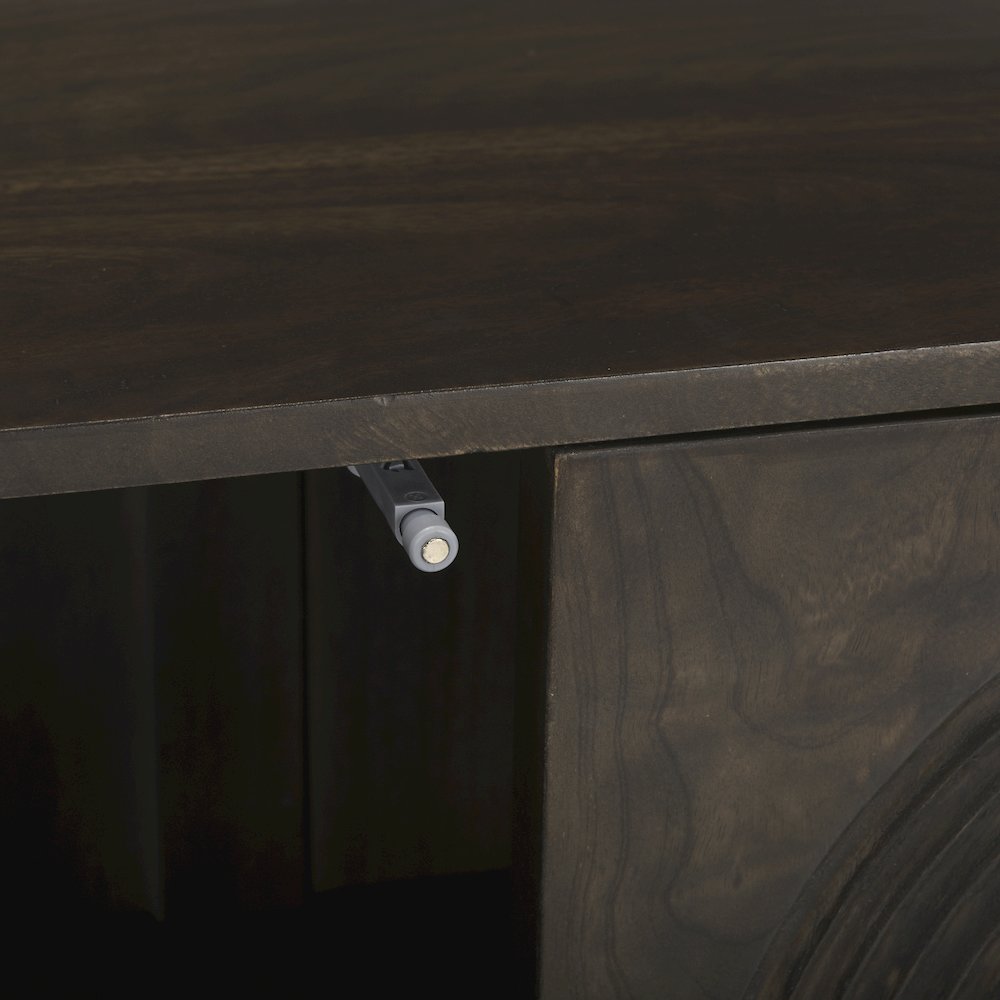 Dark Brown Wood Carved Arch Pattern 2 Door Cabinet