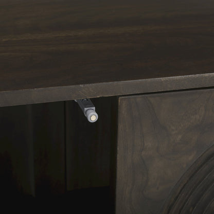 Dark Brown Wood Carved Arch Pattern 2 Door Cabinet