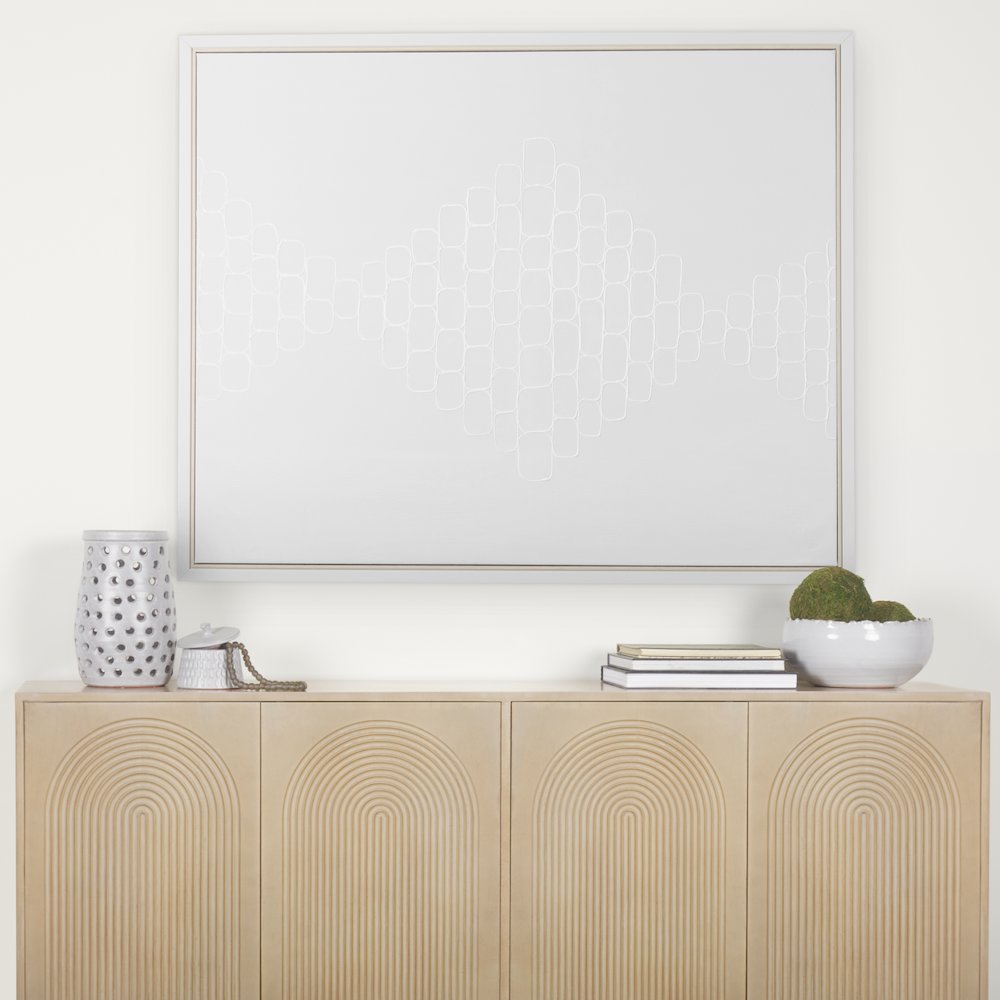 Tucker Light Brown Wood Carved Arch Pattern 4 Door Sideboard