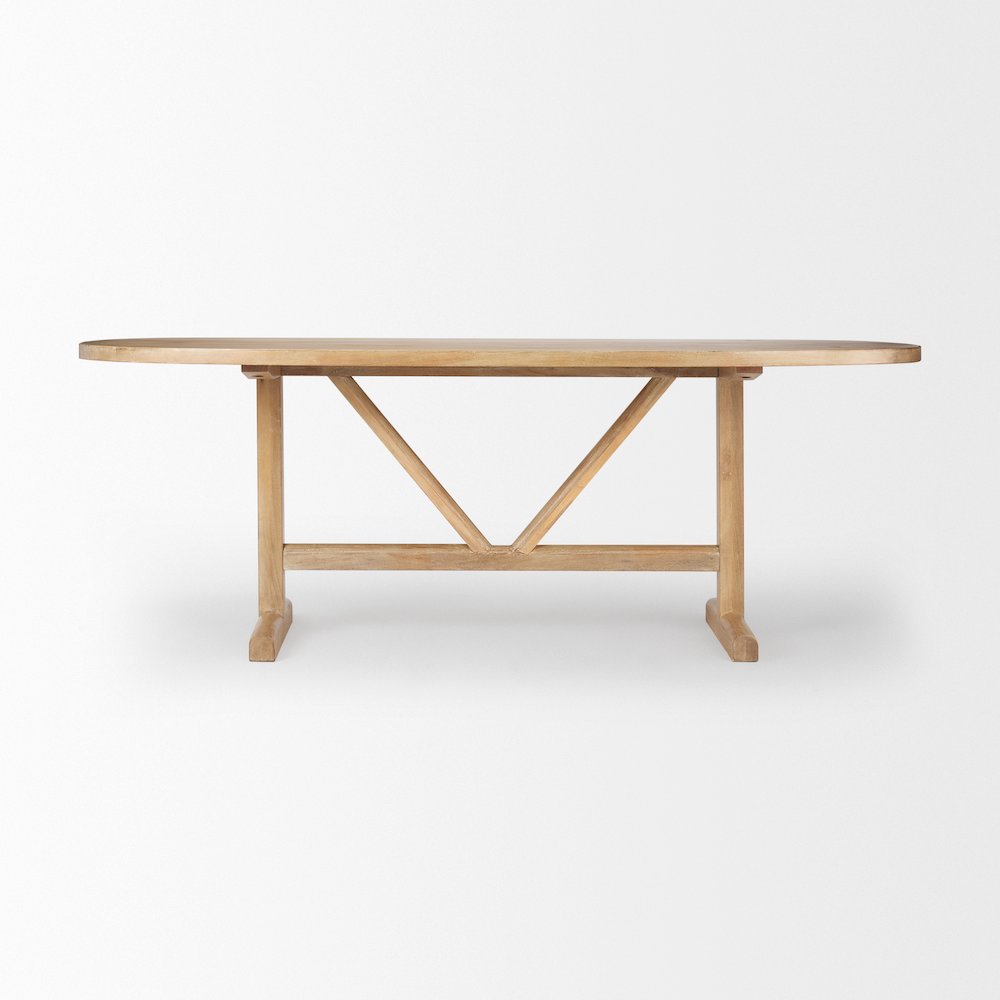 Viktor 84"L Light Brown Solid Wood Dining Table