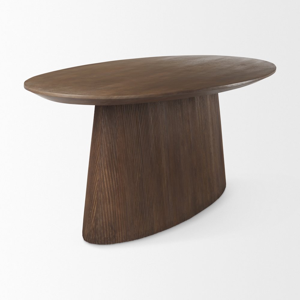 Lance 94"L x 50"W x30"H Medium Brown Solid Wood Oval Dining Table