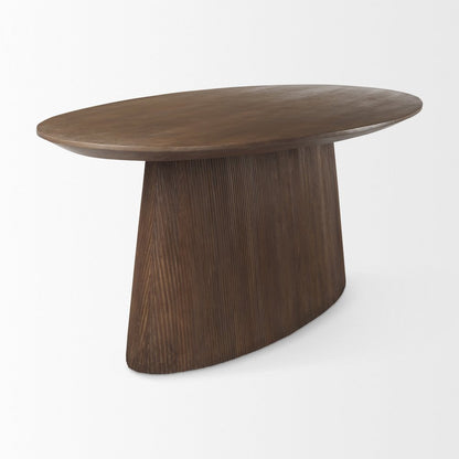 Lance 94"L x 50"W x30"H Medium Brown Solid Wood Oval Dining Table