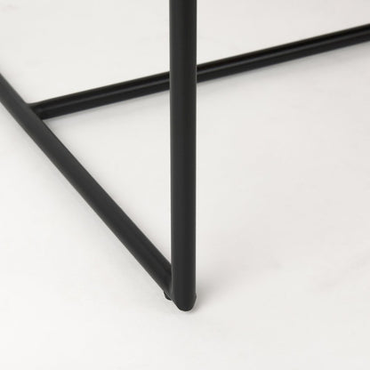 Beige Upholstered Seat Wood Back, Black Metal Frame Dining Chair