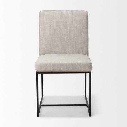 Beige Upholstered Seat Wood Back, Black Metal Frame Dining Chair