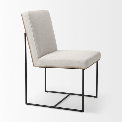 Beige Upholstered Seat Wood Back, Black Metal Frame Dining Chair