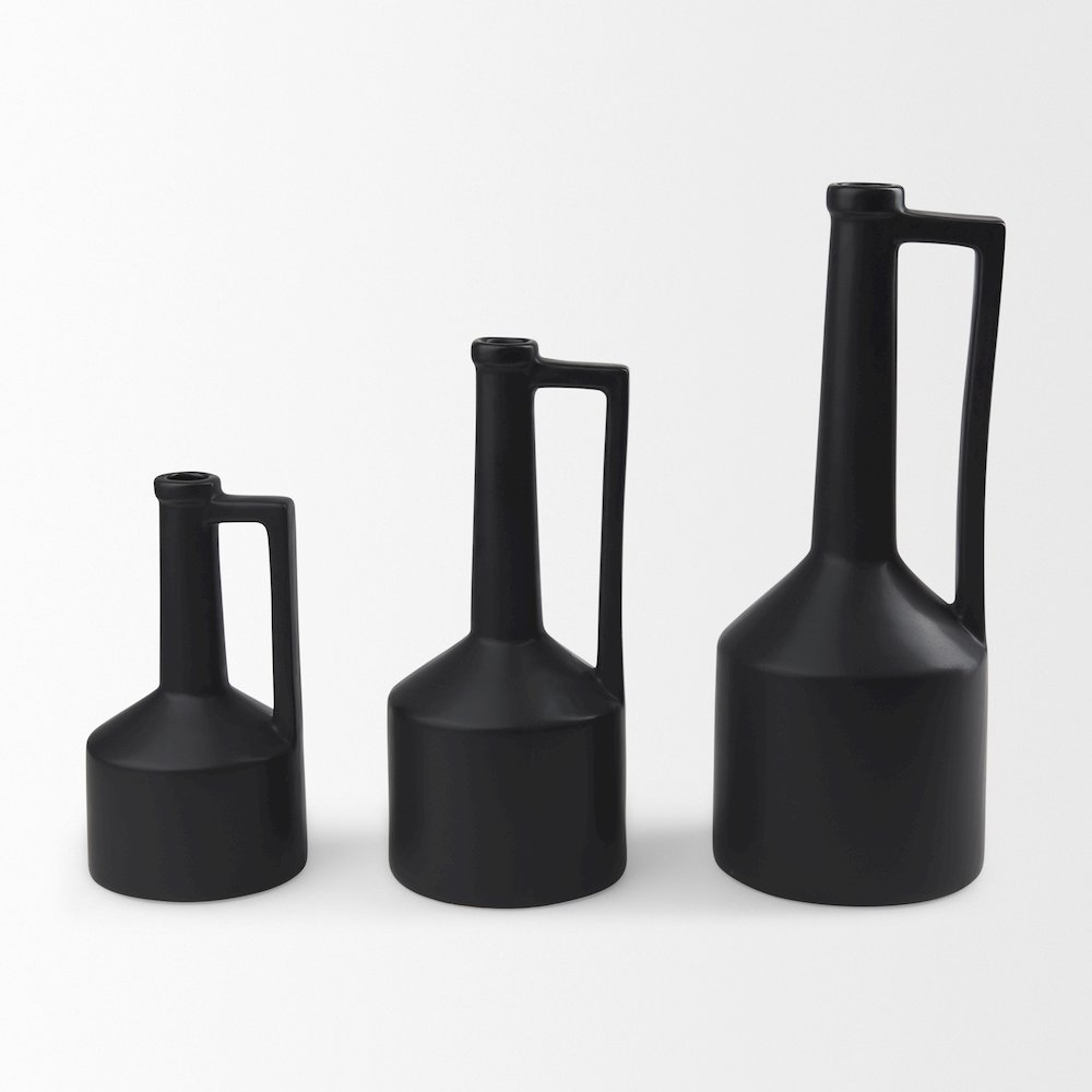 Burton 10.8H Small Matte Black Ceramic Jug Vase